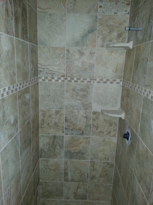 shower stone tile remodel